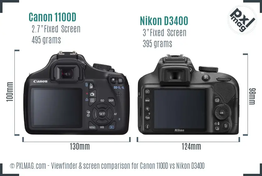 Canon 1100D vs Nikon D3400 Screen and Viewfinder comparison
