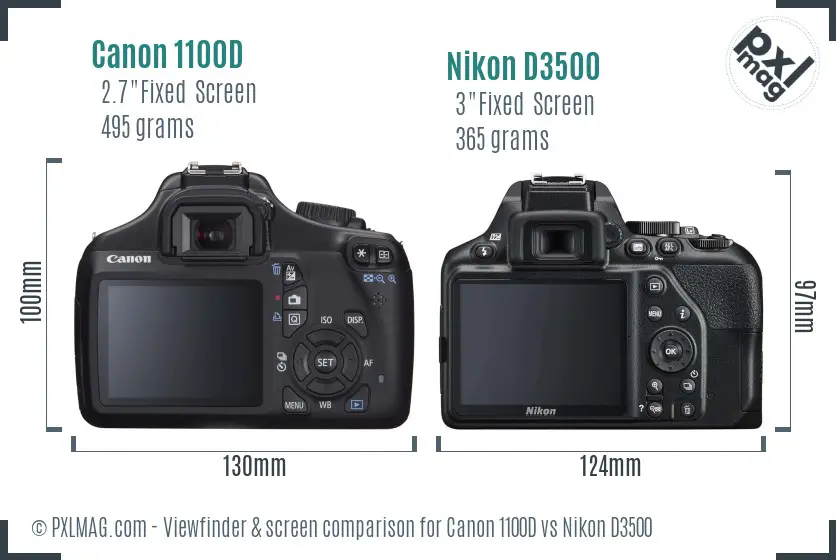Canon 1100D vs Nikon D3500 Screen and Viewfinder comparison