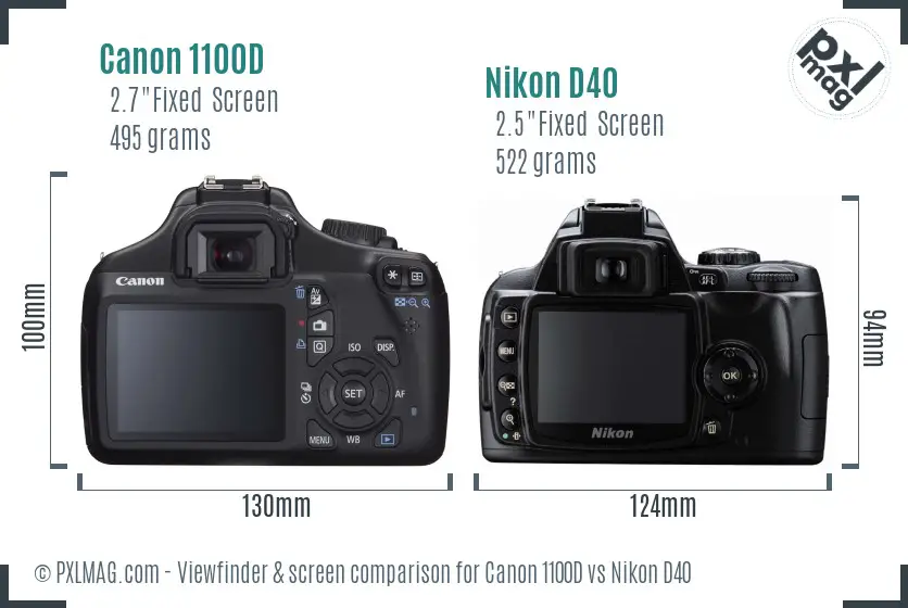 Canon 1100D vs Nikon D40 Screen and Viewfinder comparison