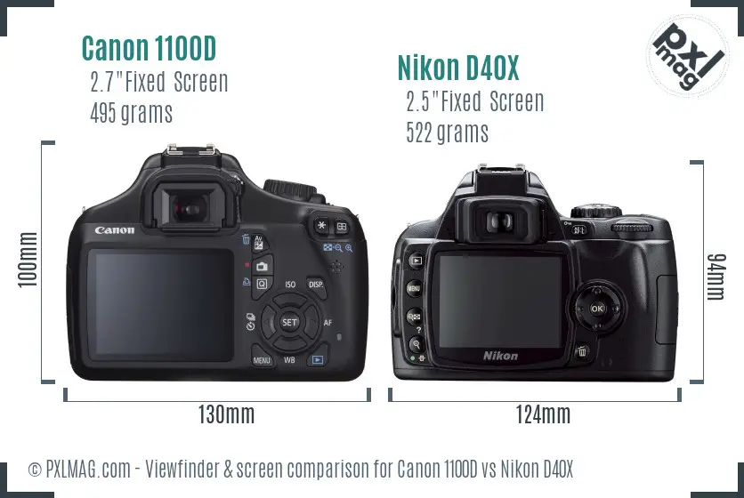 Canon 1100D vs Nikon D40X Screen and Viewfinder comparison