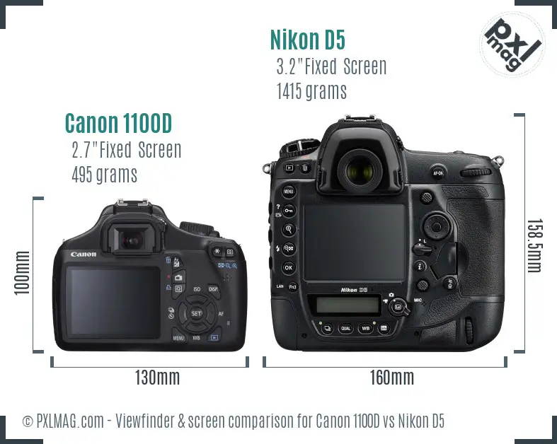 Canon 1100D vs Nikon D5 Screen and Viewfinder comparison
