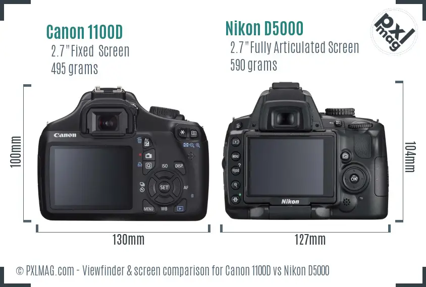 Canon 1100D vs Nikon D5000 Screen and Viewfinder comparison