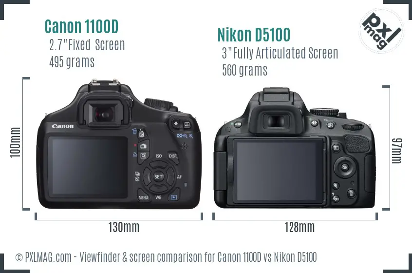 Canon 1100D vs Nikon D5100 Screen and Viewfinder comparison