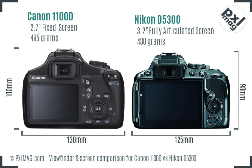 Canon 1100D vs Nikon D5300 Screen and Viewfinder comparison