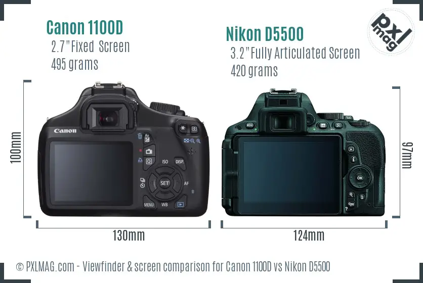 Canon 1100D vs Nikon D5500 Screen and Viewfinder comparison