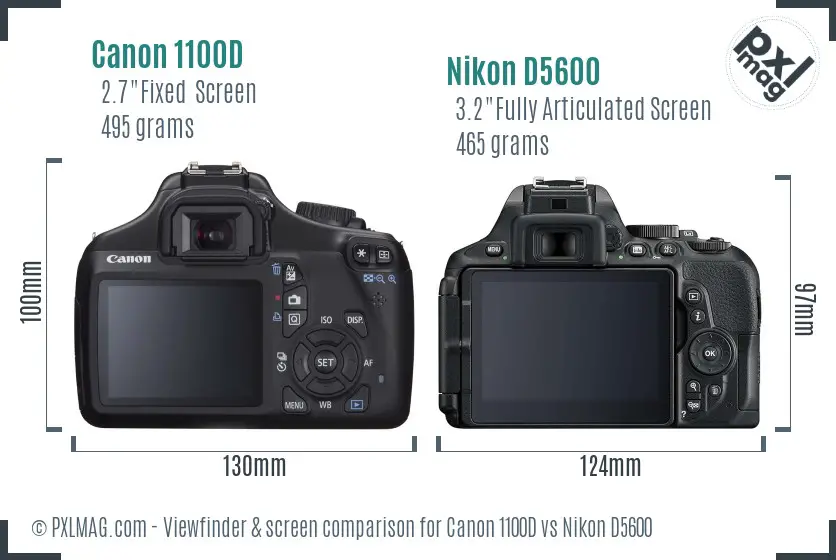 Canon 1100D vs Nikon D5600 Screen and Viewfinder comparison