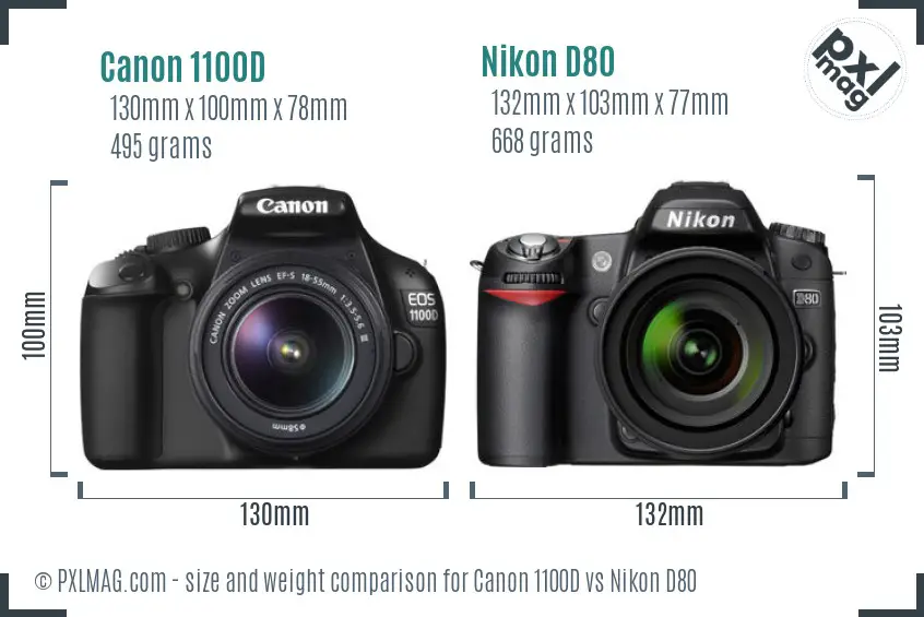 Canon 1100D vs Nikon D80 size comparison Canon 1100D vs Nikon D80 size comparison