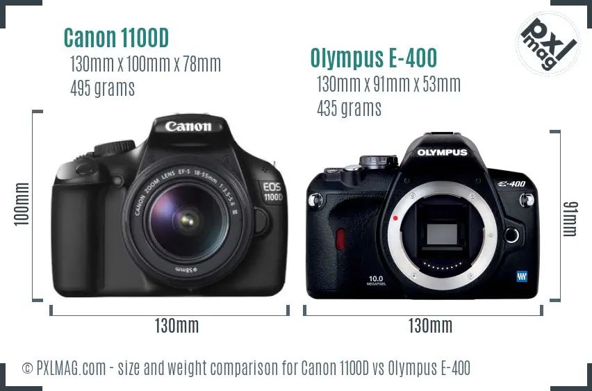 Canon 1100D vs Olympus E-400 size comparison