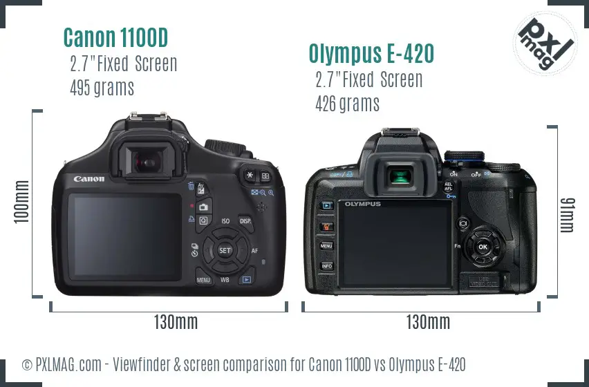 Canon 1100D vs Olympus E-420 Screen and Viewfinder comparison
