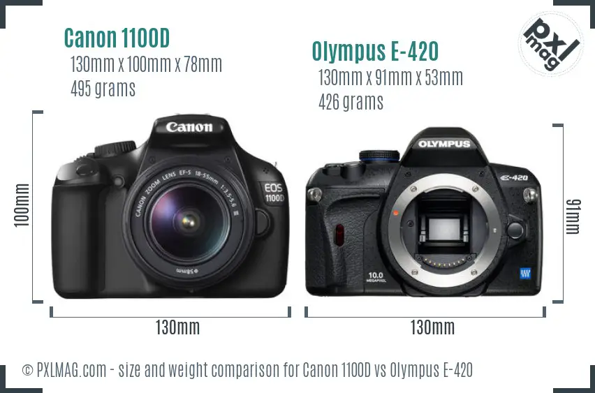 Canon 1100D vs Olympus E-420 size comparison