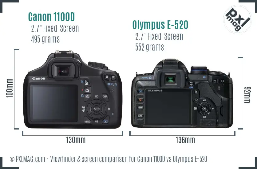 Canon 1100D vs Olympus E-520 Screen and Viewfinder comparison
