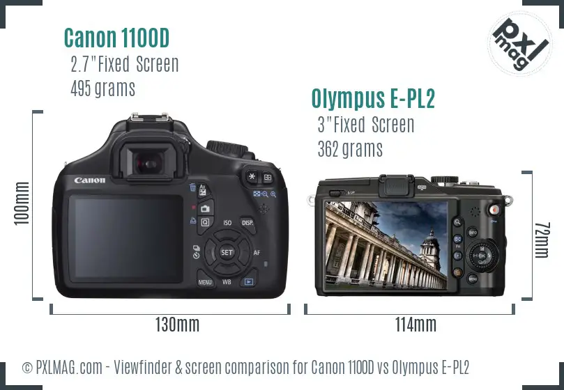 Canon 1100D vs Olympus E-PL2 Screen and Viewfinder comparison