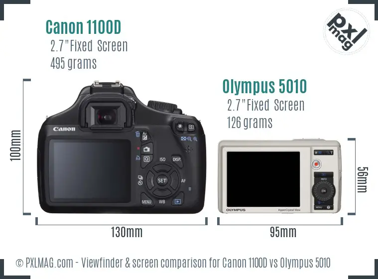 Canon 1100D vs Olympus 5010 Screen and Viewfinder comparison
