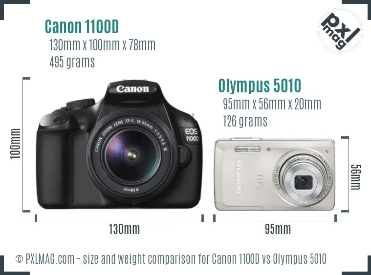 Canon 1100D vs Olympus 5010 size comparison