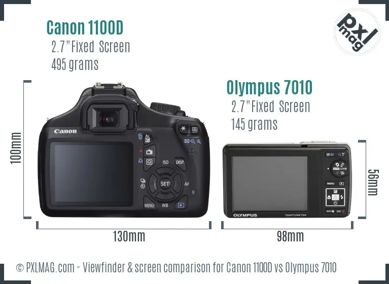 Canon 1100D vs Olympus 7010 Screen and Viewfinder comparison