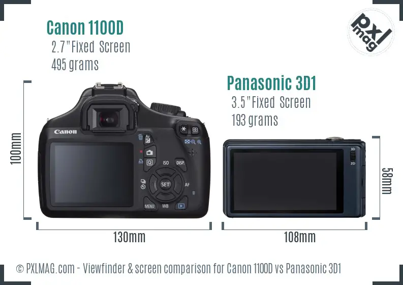 Canon 1100D vs Panasonic 3D1 Screen and Viewfinder comparison