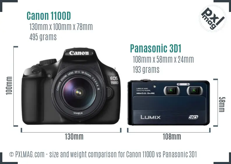 Canon 1100D vs Panasonic 3D1 size comparison