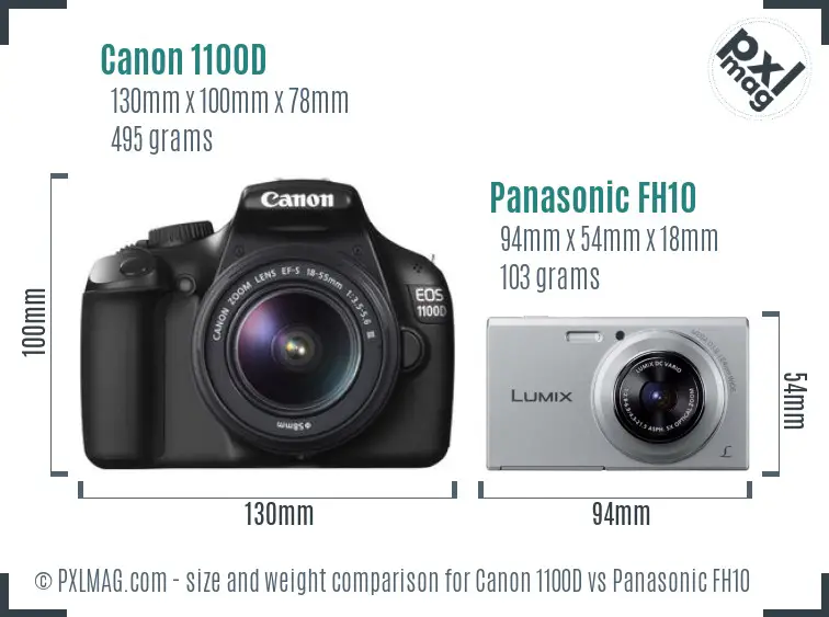 Canon 1100D vs Panasonic FH10 size comparison