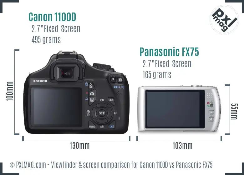 Canon 1100D vs Panasonic FX75 Screen and Viewfinder comparison