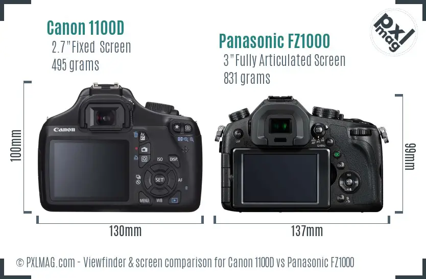Canon 1100D vs Panasonic FZ1000 Screen and Viewfinder comparison