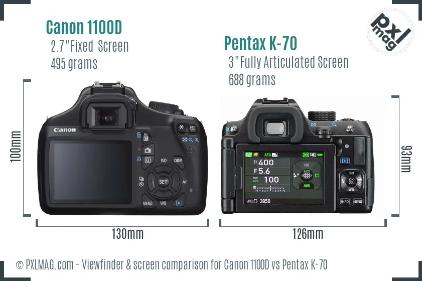 Canon 1100D vs Pentax K-70 Screen and Viewfinder comparison