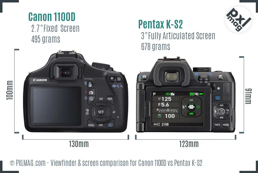 Canon 1100D vs Pentax K-S2 Screen and Viewfinder comparison
