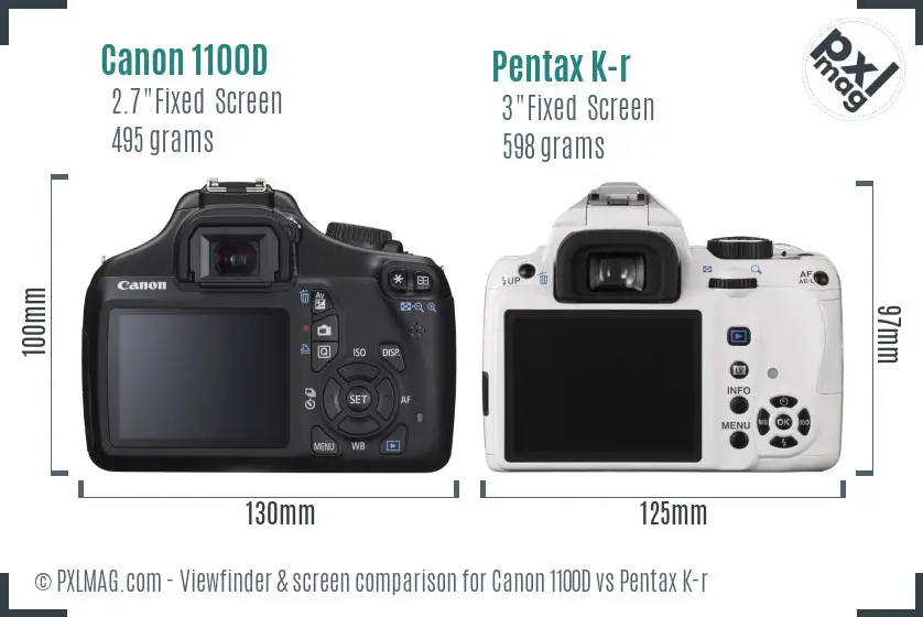 Canon 1100D vs Pentax K-r Screen and Viewfinder comparison