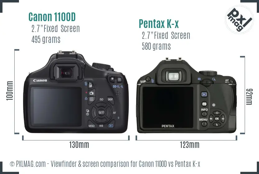 Canon 1100D vs Pentax K-x Screen and Viewfinder comparison