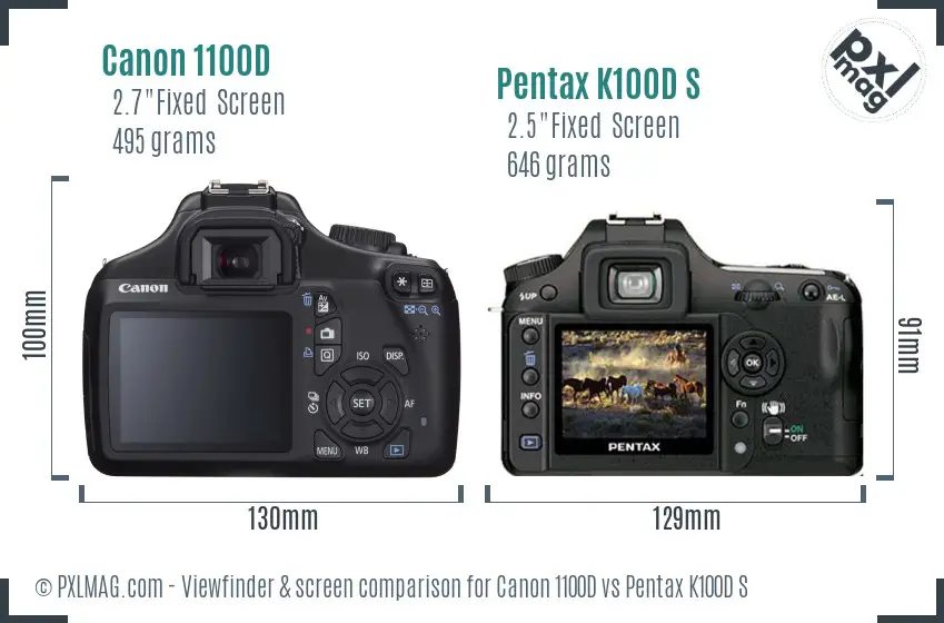Canon 1100D vs Pentax K100D S Screen and Viewfinder comparison