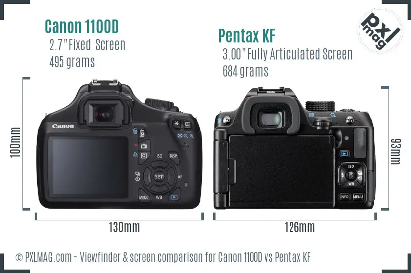 Canon 1100D vs Pentax KF Screen and Viewfinder comparison