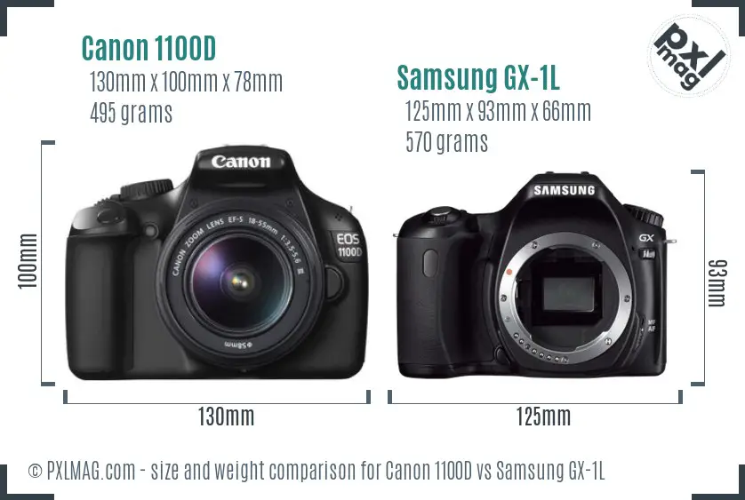 Canon 1100D vs Samsung GX-1L size comparison