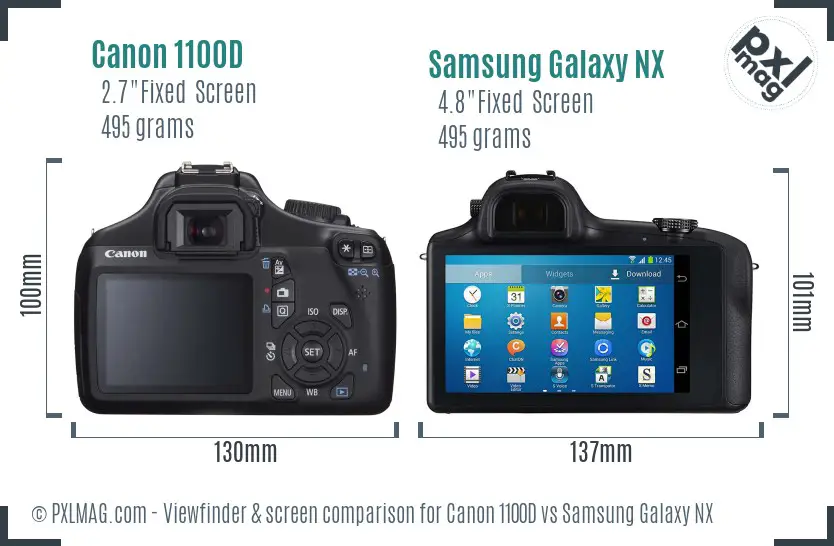 Canon 1100D vs Samsung Galaxy NX Screen and Viewfinder comparison