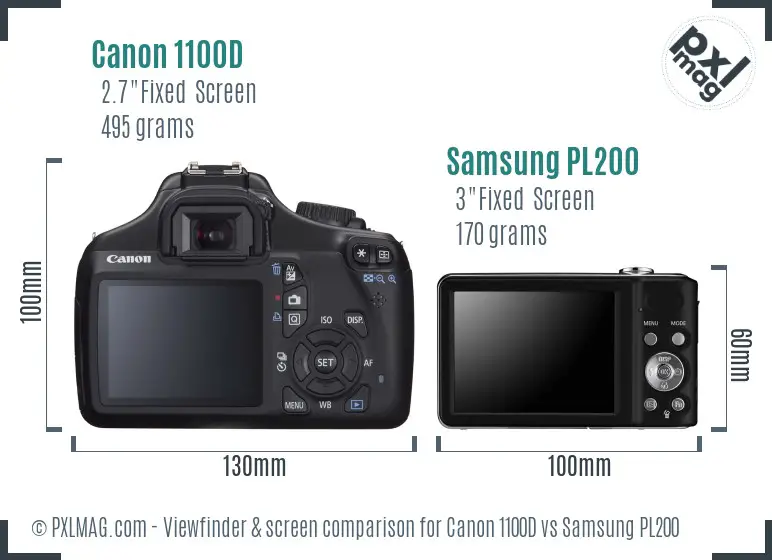 Canon 1100D vs Samsung PL200 Screen and Viewfinder comparison