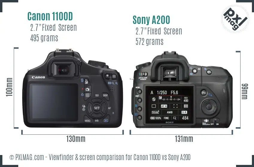 Canon 1100D vs Sony A200 Screen and Viewfinder comparison