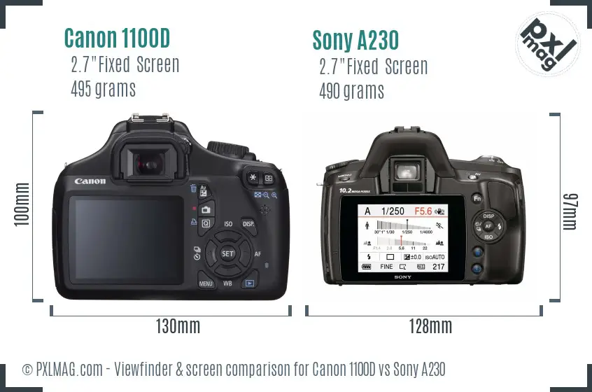 Canon 1100D vs Sony A230 Screen and Viewfinder comparison