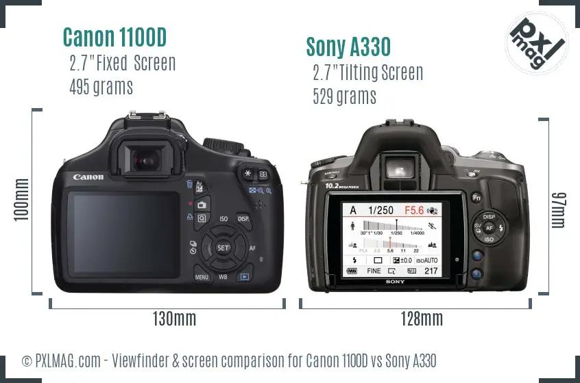 Canon 1100D vs Sony A330 Screen and Viewfinder comparison