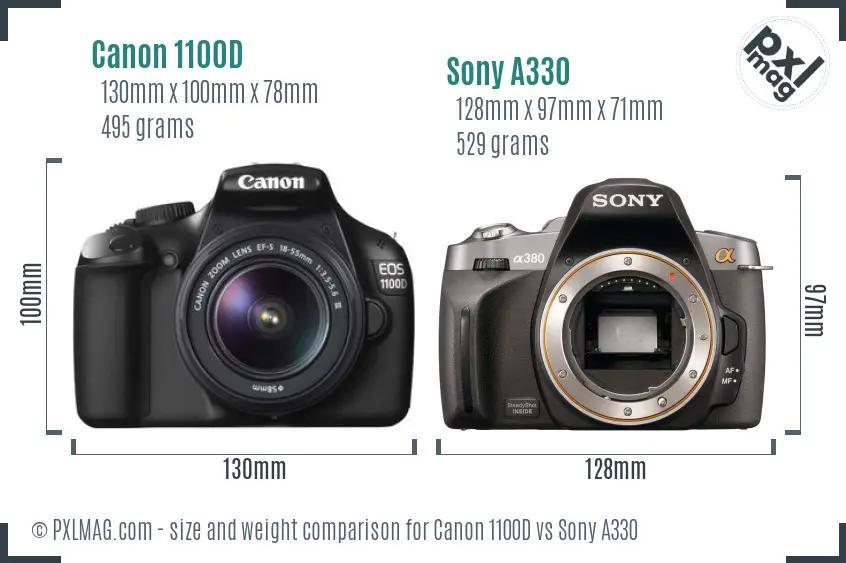 Canon 1100D vs Sony A330 size comparison