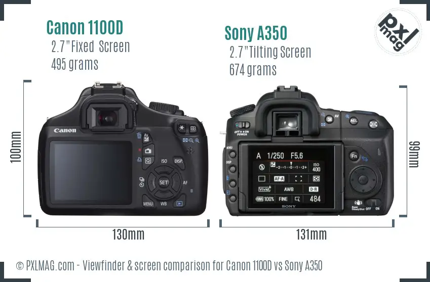 Canon 1100D vs Sony A350 Screen and Viewfinder comparison
