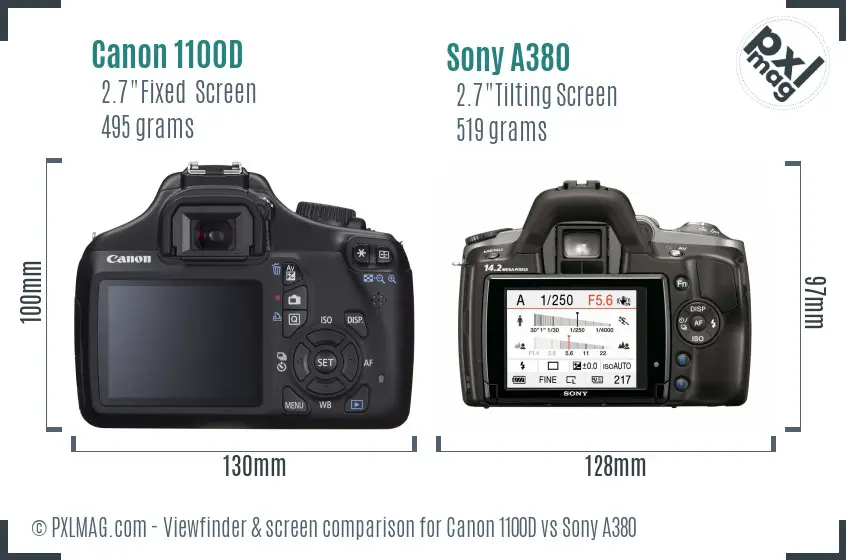 Canon 1100D vs Sony A380 Screen and Viewfinder comparison