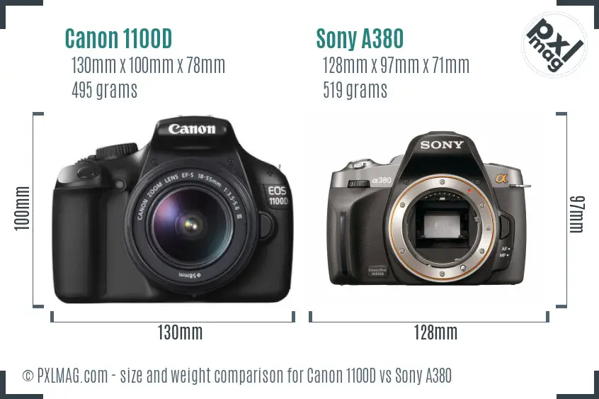 Canon 1100D vs Sony A380 size comparison