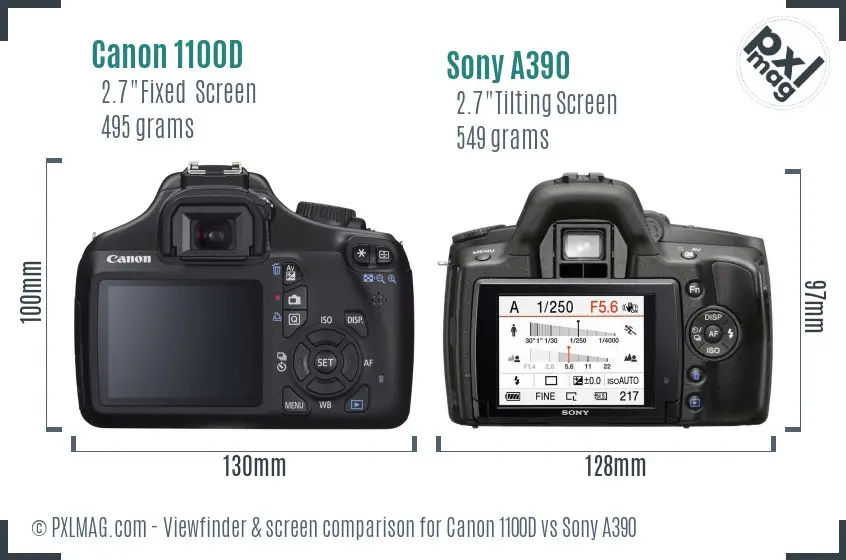 Canon 1100D vs Sony A390 Screen and Viewfinder comparison