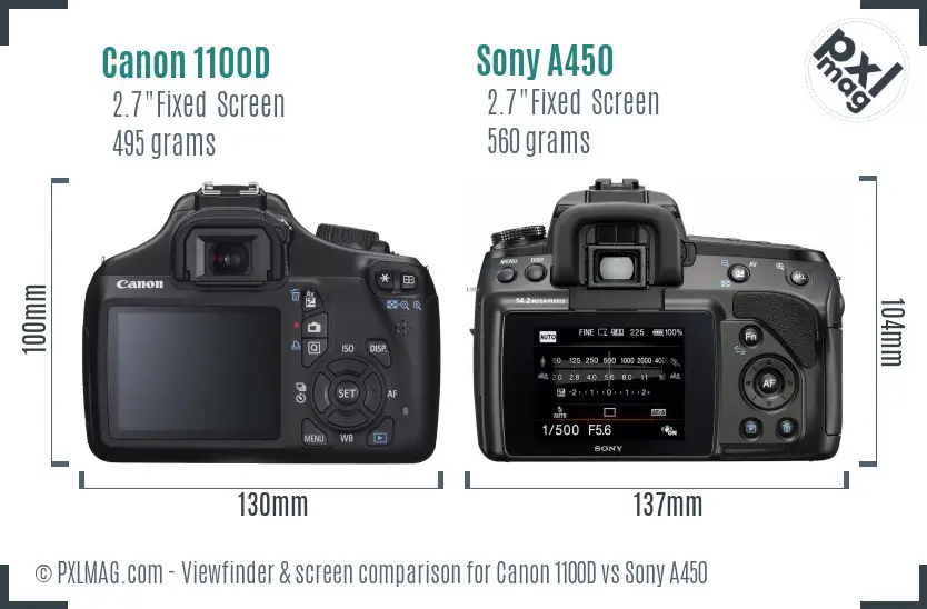 Canon 1100D vs Sony A450 Screen and Viewfinder comparison