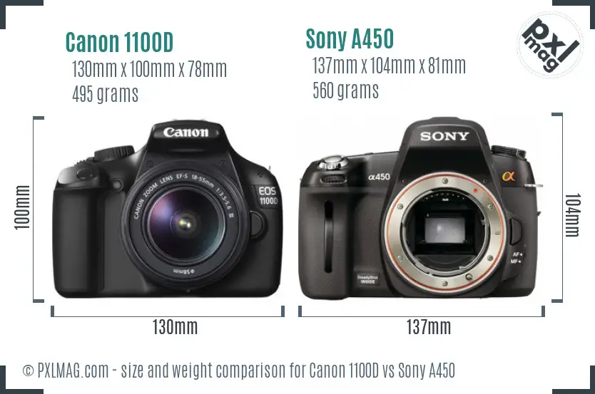 Canon 1100D vs Sony A450 size comparison