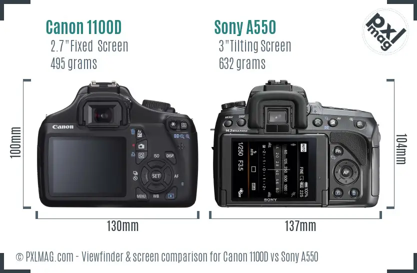 Canon 1100D vs Sony A550 Screen and Viewfinder comparison