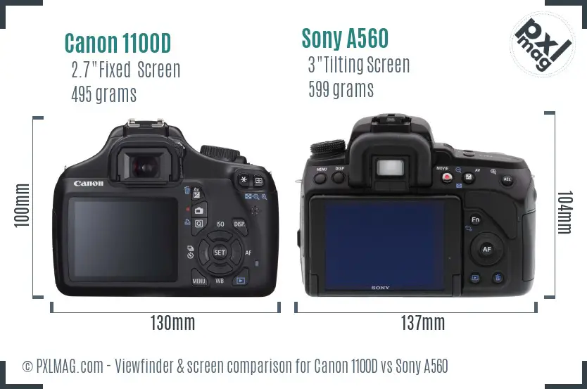 Canon 1100D vs Sony A560 Screen and Viewfinder comparison