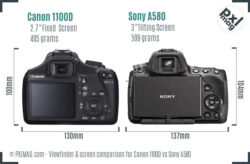 Canon 1100D vs Sony A580 Screen and Viewfinder comparison