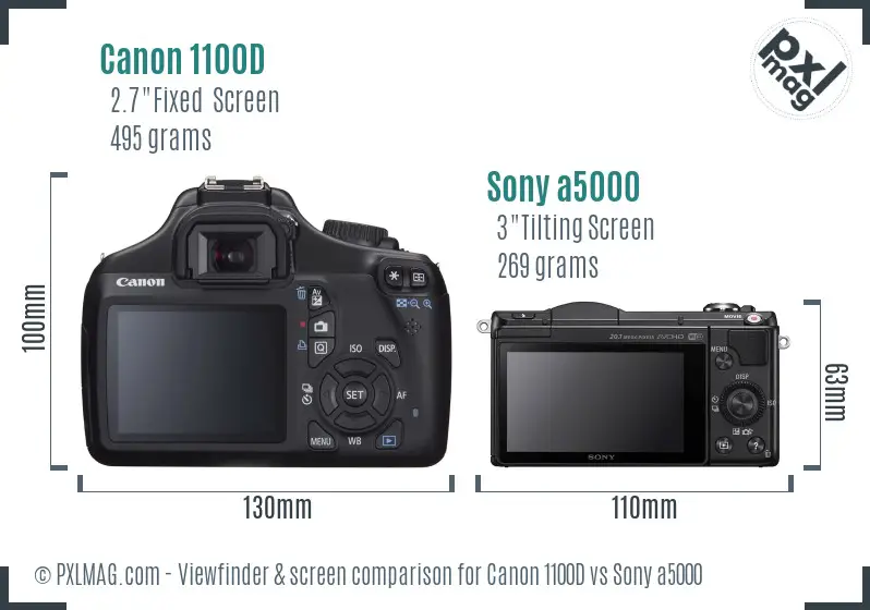 Canon 1100D vs Sony a5000 Screen and Viewfinder comparison