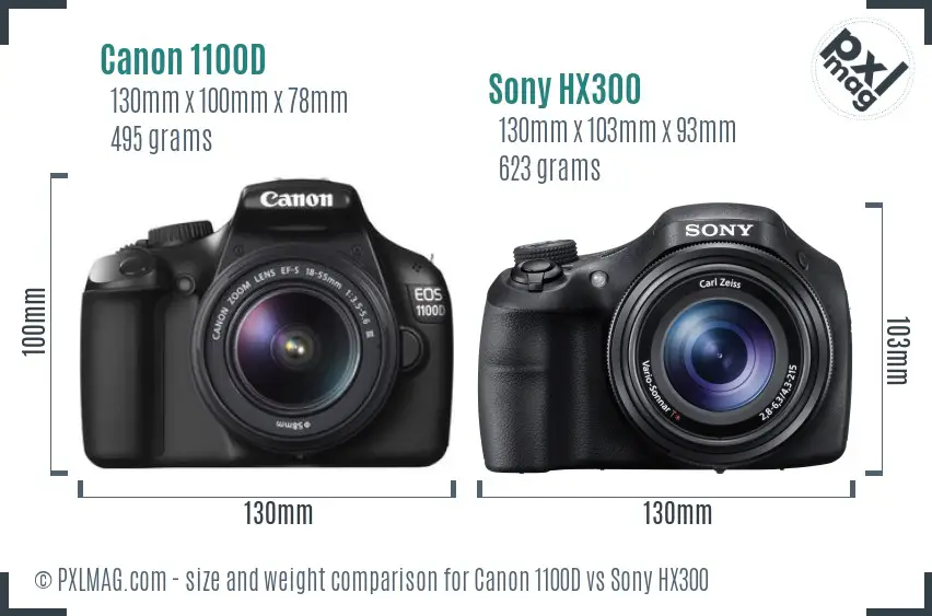 Canon 1100D vs Sony HX300 size comparison Canon 1100D vs Sony HX300 size comparison