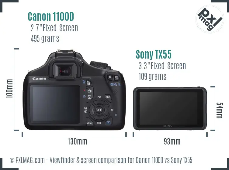 Canon 1100D vs Sony TX55 Screen and Viewfinder comparison