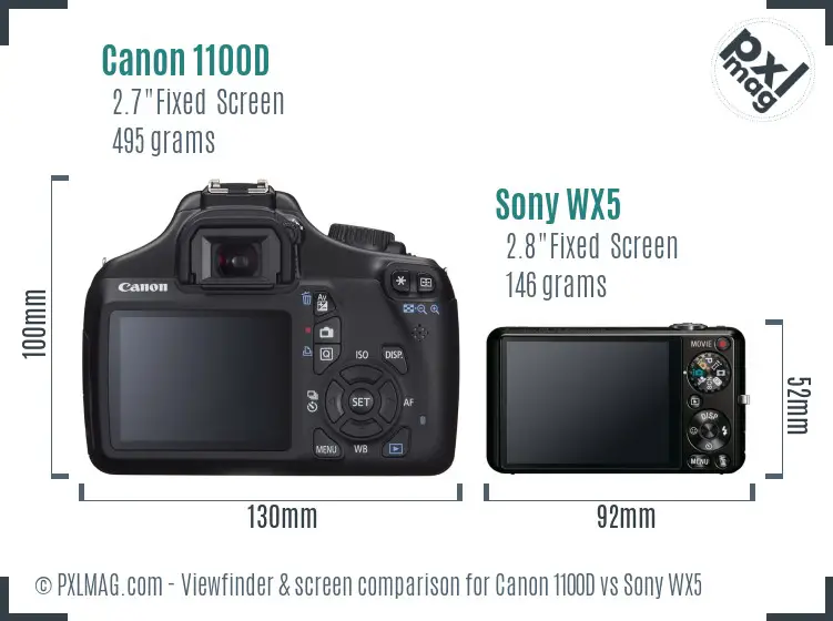 Canon 1100D vs Sony WX5 Screen and Viewfinder comparison